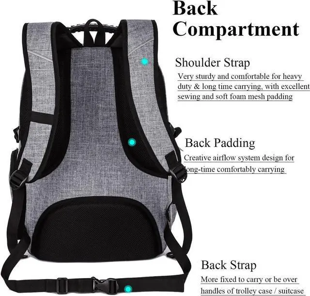 Alt view image 2 of 7 - SOCKO 17.3 Inch Shockproof Laptop Backpack with USB Port / Roomy Lightweight Water Resistant Business Travel Bag / Multi-functional Casual Daypack Bookbag School Bag College Back Pack,Gray