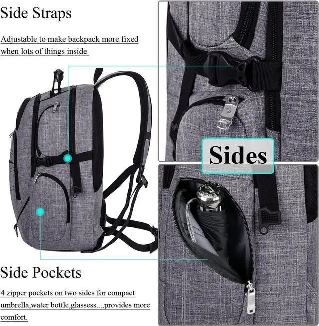 Alt view image 6 of 7 - SOCKO 17.3 Inch Shockproof Laptop Backpack with USB Port / Roomy Lightweight Water Resistant Business Travel Bag / Multi-functional Casual Daypack Bookbag School Bag College Back Pack,Gray