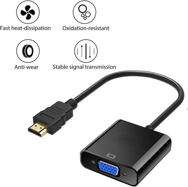 Alt view image 2 of 7 - Active HDMI to VGA Adapter with Audio, HDMI to VGA Converter Gold-Plated Cord with Audio for Laptop, Xbox 360 One, PS4 PS3