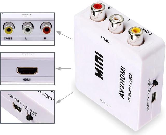 Alt view image 4 of 7 - RCA to HDMI, AV to HDMI,1080P Mini RCA Composite Cvbs AV to HDMI Video Audio Converter Adapter Supporting PAL/Ntsc with USB Power Cable for PC Laptop Xbox PS4/3 TV STB VHS VCR Camera-White