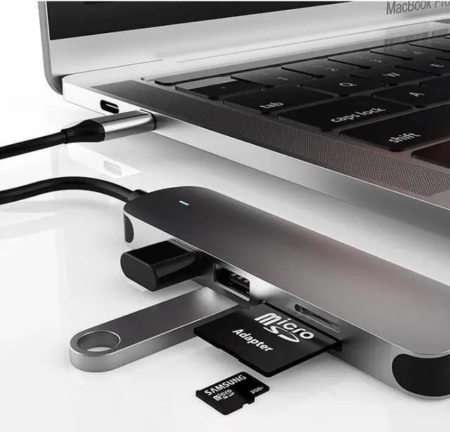 Alt view image 2 of 7 - USB C Hub, 5 in 1 USB C Adapter, Type C Hub with 4K USB C to HDMI, USB 3.0, USB 2.0, SD/TF Card Reader for MacBook Pro Air, Dell XPS 15, Google Chromebook Pixel