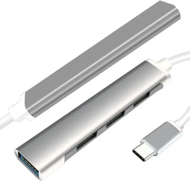 Main image of 4-Port USB 3.0 Aluminum Portable Data Hub for Macbook, Mac Pro / mini, iMac, XPS, Surface Pro, Notebook PC, MacBook Pro 2018/2017, ChromeBook, XPS, Galaxy S9/S8, and More-Gray