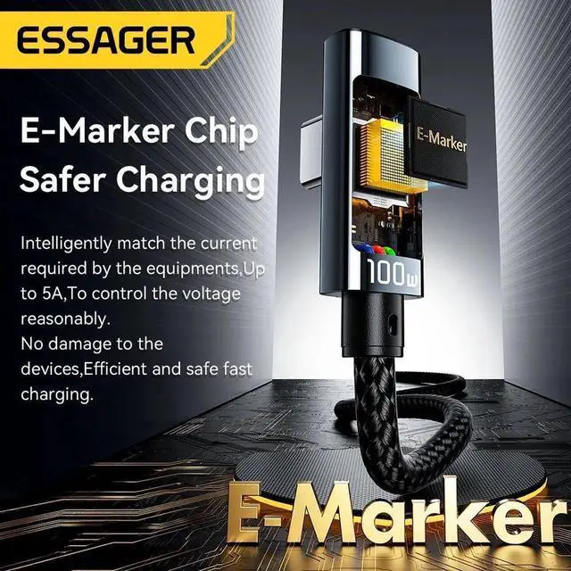 Alt view image 6 of 7 - [1-Pack 3.3ft] LED Display USB C Charger Cable, Right Angle 100W 5A Type C Charger Cable Fast Charging USB C to USB C Cable Fast Charger Cord 100W PD4.0 QC4.0 USB-c Cable for MacBook Pro