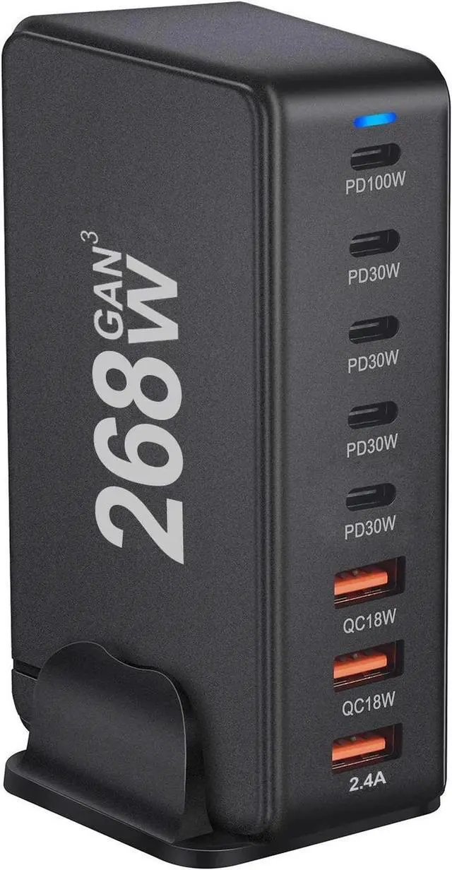 Main image of 268W USB C QC4.0 Compact Desk Charger, GaN PPS Fast Travel Charger for MacBook Pro/Air, Chromebook, GalaxyBook, Pixelbook, Surface, iPad Pro, Steam Deck, and More