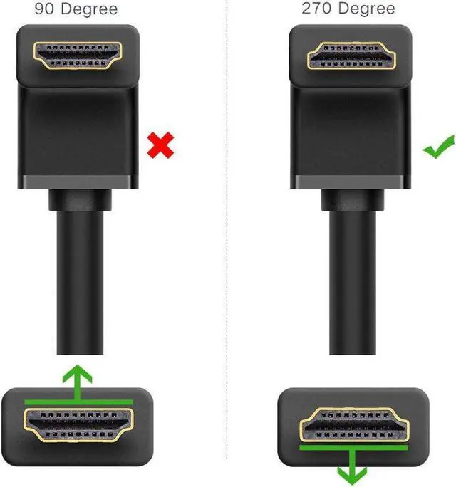 Alt view image 2 of 7 - HDMI Cable, CableCreation 4K (60Hz) Right Angle 270 Degree Elbow HDMI Cable Support Ultra HD, 3D Video, Ethernet, Audio Return Channel For Nintendo Switch Xbox PS3/4 PC Laptop,  3 Feet