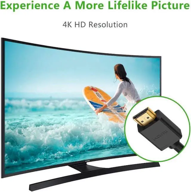 Alt view image 6 of 7 - HDMI Cable, CableCreation 4K (60Hz) Right Angle 270 Degree Elbow HDMI Cable Support Ultra HD, 3D Video, Ethernet, Audio Return Channel For Nintendo Switch Xbox PS3/4 PC Laptop,  3 Feet
