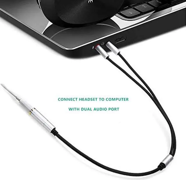 Alt view image 5 of 7 - (2 Pack) Headphones Y Cable Splitter Adapter for Computer, 3.5mm Female to 2 Male Premium Gold-Plated Corrosion-Resistant Audio Mic Y Cable for Headset Connecting to PC- 1Ft/30cm, Gray