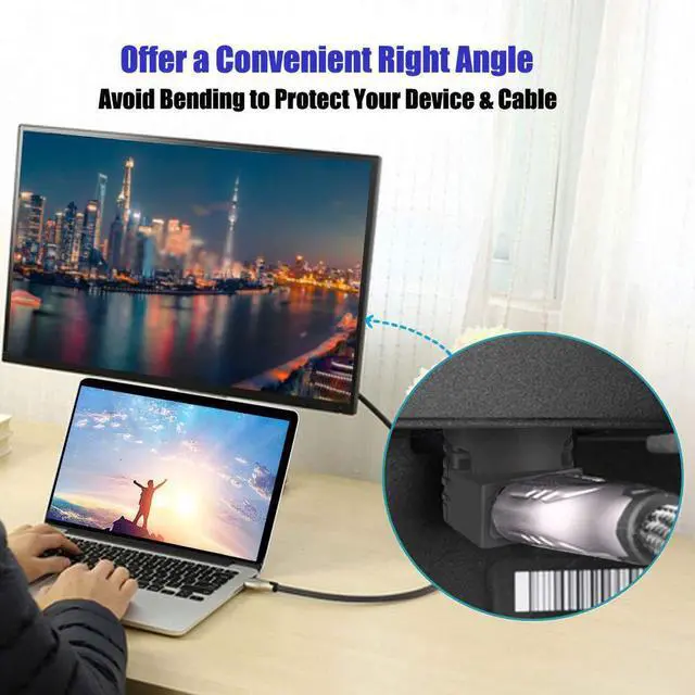 Alt view image 6 of 7 - 270 & 90 Degree Male to Female HDMI Adapter, Gold-Plated 3D Supported TV Connector, 4-Pack