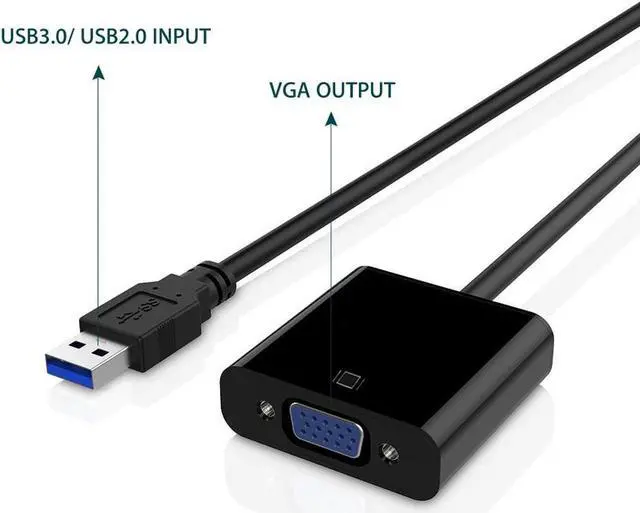 Alt view image 2 of 7 - High Speed USB 3.0 to VGA Adapter Converter, Multi-Monitor Adapter Male to Female Converter,Support  1080p-Windows 10/8.1/8/7 PC Laptop Monitor Projector,No Need CD Driver -Black