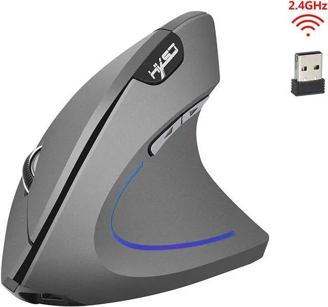 Main image of HXSJ T22 USB 2.4G Wireless Vertical Mouse Gaming Mouse 4 Buttons 1600 1800 2400dpi For Laptops for PC Laptop Computer (Battery Included)-Gray