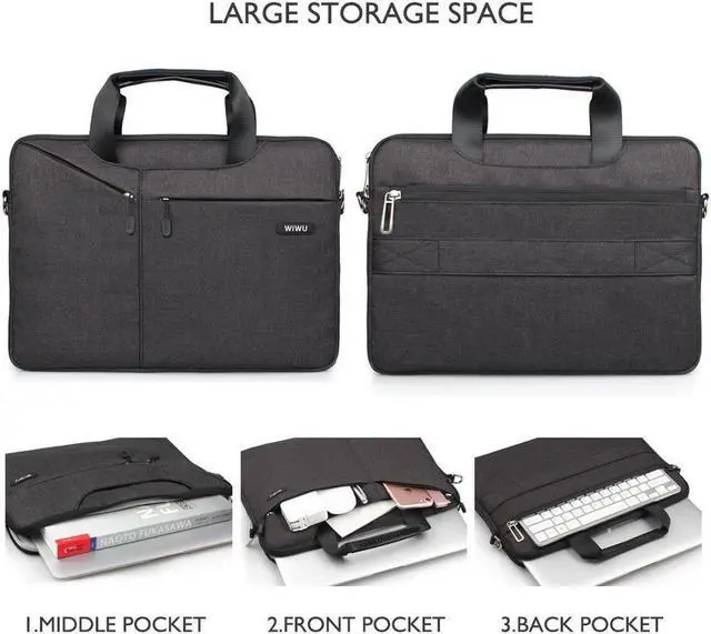 Alt view image 2 of 7 - WIWU 11.1 / 11.6 Inch Laptop Bag Message Bag with Straps for Men Briefcase Waterproof Laptop Case Laptop Bags Computer Bag Gifts for Men Laptop Sleeve Case Business Travel Bag (11 inch, Black)