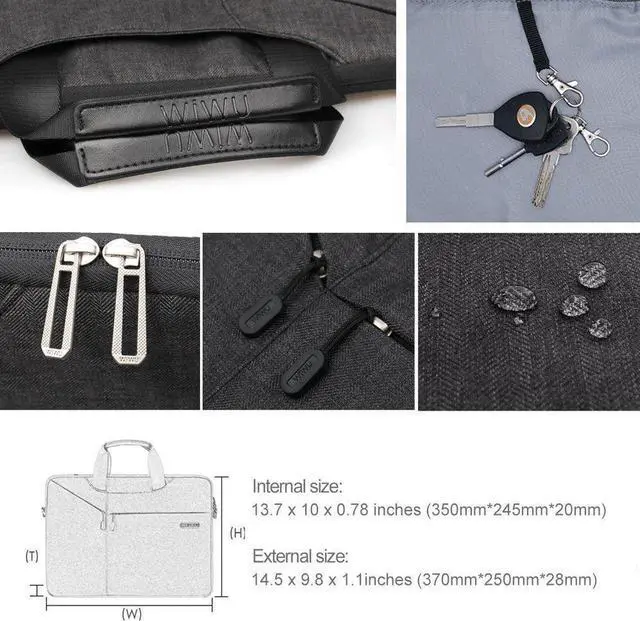 Alt view image 4 of 7 - WIWU 11.1 / 11.6 Inch Laptop Bag Message Bag with Straps for Men Briefcase Waterproof Laptop Case Laptop Bags Computer Bag Gifts for Men Laptop Sleeve Case Business Travel Bag (11 inch, Black)