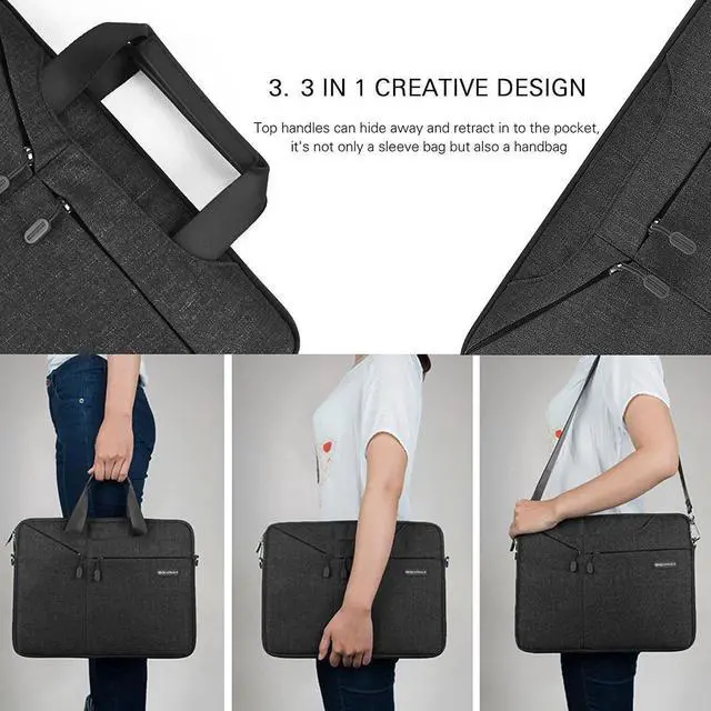 Alt view image 7 of 7 - WIWU 11.1 / 11.6 Inch Laptop Bag Message Bag with Straps for Men Briefcase Waterproof Laptop Case Laptop Bags Computer Bag Gifts for Men Laptop Sleeve Case Business Travel Bag (11 inch, Black)