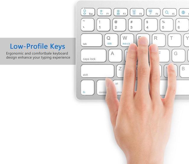 Alt view image 6 of 7 - Bluetooth Keyboard, Universal Wireless Bluetooth Keyboard Ultra Slim for Apple iOS iPad Pro, mini 4, iPhone X/8/7Plus/6, Android Tablets (Galaxy Tab), Windows Mac OS 6.0 & later (White)