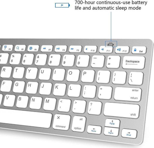 Alt view image 5 of 7 - Bluetooth Keyboard, Universal Wireless Bluetooth Keyboard Ultra Slim for Apple iOS iPad Pro, mini 4, iPhone X/8/7Plus/6, Android Tablets (Galaxy Tab), Windows Mac OS 6.0 & later (White)