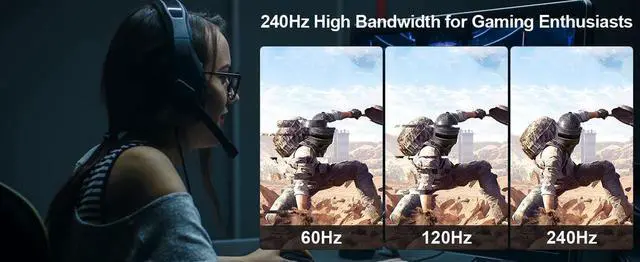 Alt view image 7 of 7 - 8K DisplayPort & DP Cable, VESA Certification  3.3ft (for DP 2.1 Gaming PCs/laptops/Graphics Cards/Monitors, Support HBR10 Bandwidth of 40Gbps,4K@144Hz,4K@120Hz,2K@165Hz,2K@360Hz