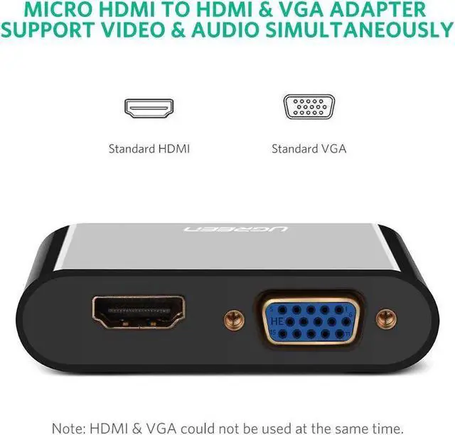 Alt view image 4 of 7 - Micro HDMI to HDMI VGA Converter Adapter With 3.5mm Audio Jack support 4Kx2K HD for Ultrabooks, Tablets, Cameras and Camcorders