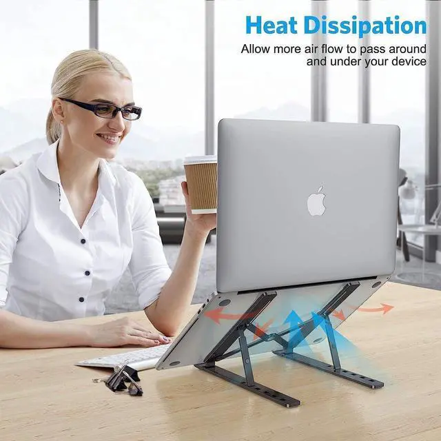 Alt view image 5 of 7 - Portable Laptop Stand, Ergonomic Aluminum Laptop Mount Stand, Detachable Laptop Riser Notebook Holder Stand Compatible with MacBook , Dell, Lenovo More 10-15.6" Laptops-Black