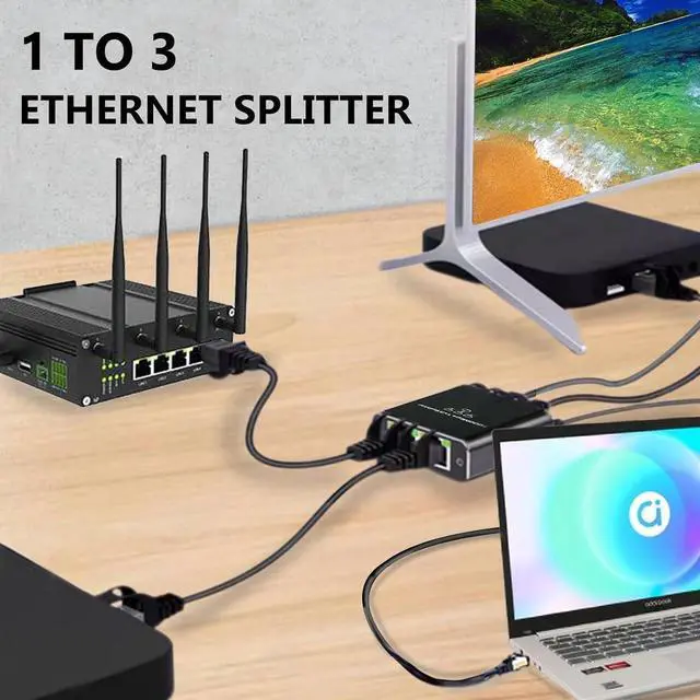 Alt view image 2 of 7 - Gigabit Ethernet Splitter Cable Network Adapter 1 Female to 3 Female, Suitable Super Cat5, Cat5e, Cat6, Cat7 Connector LAN Ethernet Cables Internet Adapter,  [3 Devices Simultaneous Networking]