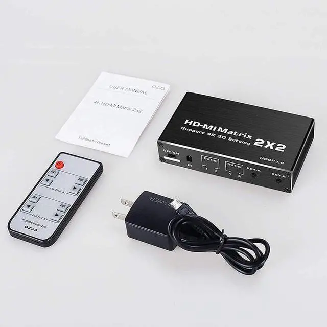 Alt view image 7 of 7 - HDMI Matrix 2x2, 4K HDMI Matrix Switch, Support LPCM/Dolby/DTS LPCM 7.1 audio format, 1080P 3D, HDCP 1.4 ,YUV 4:2:0 , IR Remote (OZJ3)