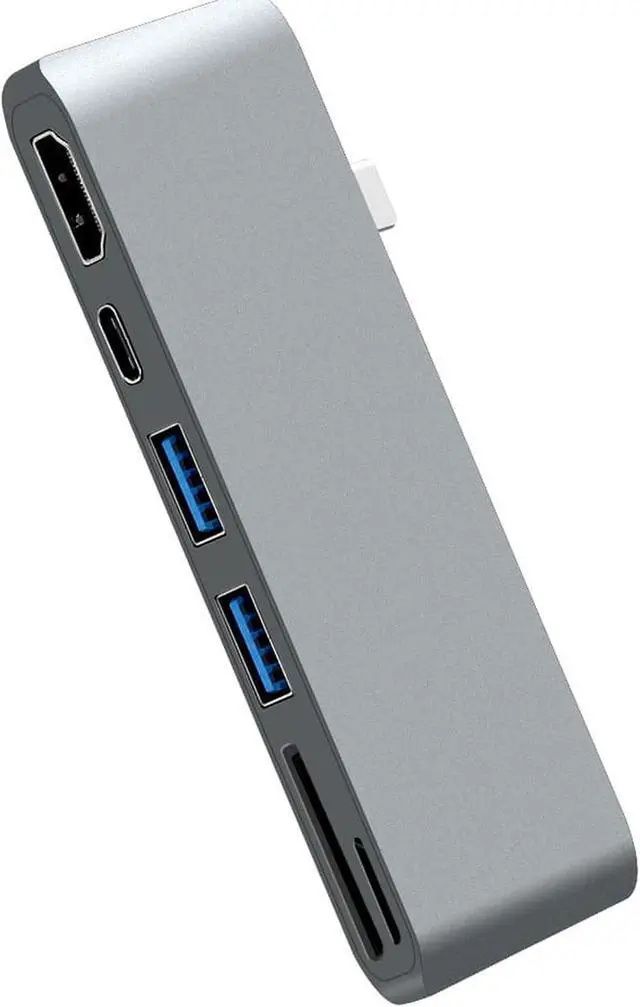Alt view image 5 of 7 - USB C Hub Adapter for MacBook, MacBook Pro 2017/2016, Ultra Slim Type C Hub with 4K HDMI, USB-C Power Delivery Port, 2xUSB 3.0, SD/Micro Card Reader (Gray)