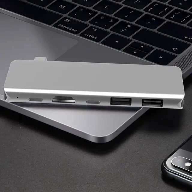 Alt view image 7 of 7 - 5 Ports USB Type C HUB USB-C to 4K 30Hz/60Hz HDMI USB TYPE-C Adapter Inline Version 5 in 1 Computer PC Laptop Splitter Aluminum Alloy