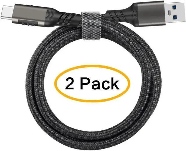Main image of USB A to USB C Braided Cable 2Pack(10ft+10ft), USB 3.1 Gen 2 10Gbps 3A 60W Fast Charge ,for PD Docking Station,T5 LaCie SSD,Hard Drives,MacBook Pro,iPad Pro 2018,Black