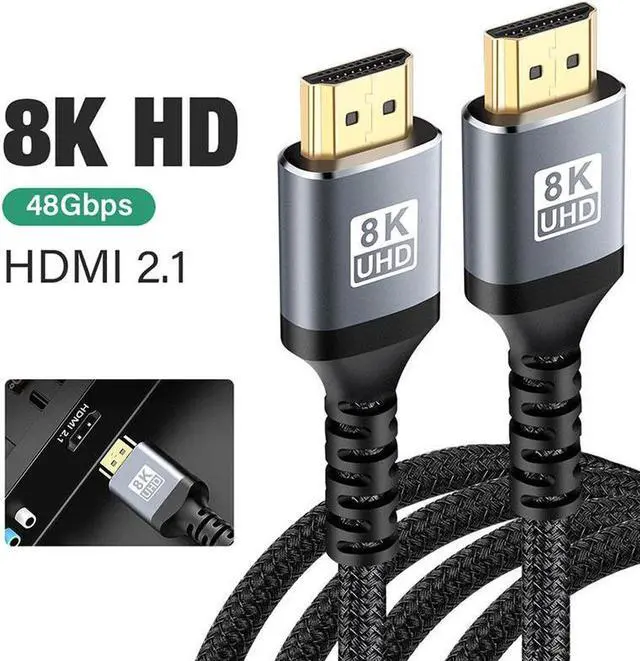Main image of 8K HDMI Cable 6.6ft Certified 2.1 HDMI Cables Premium Braided 48Gbps High Speed 3D 8K60 4K120 144Hz  HDCP 2.2&2.3 CL3 ARC eARC Dolby - HD/HDR/HDTV/PS5/PS4/Xbox