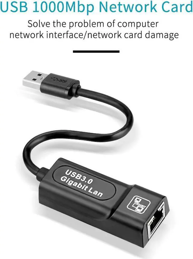 Alt view image 3 of 7 - Network Adapter USB 3.0 to Ethernet RJ45 LAN Gigabit Adapter for 10/100/1000 Mbps Ethernet Supports Mac OS X, Linux, Chrome OS, Windows 10/8.1/8/7/XP/Vista