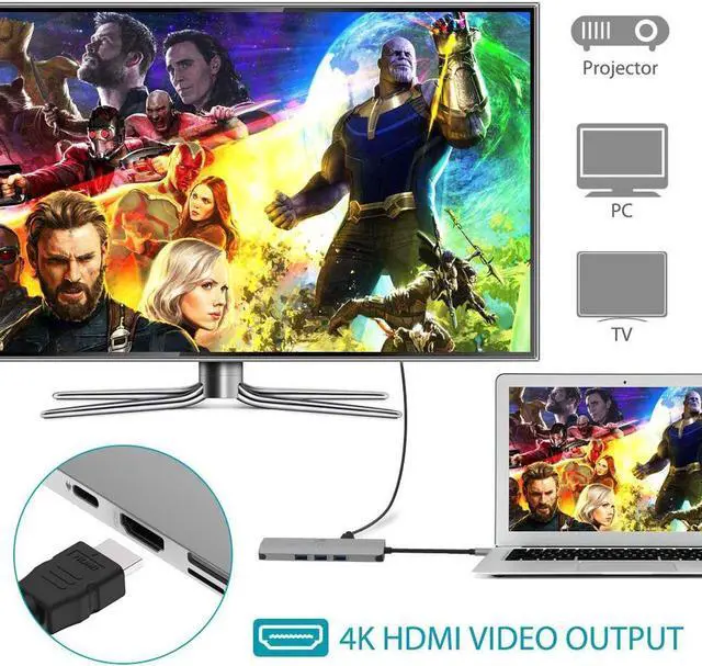 Alt view image 7 of 7 - USB C Hub,Wanmintek 9 in 1 USB C Adapter with Gigabit Ethernet Port, 60W PD Charging Port, 4K HDMI, SD TF Card Reader, 3 USB3.0 Ports and 3.5mm Audio Mic Port Compatible for MacBook, ChromeBook More