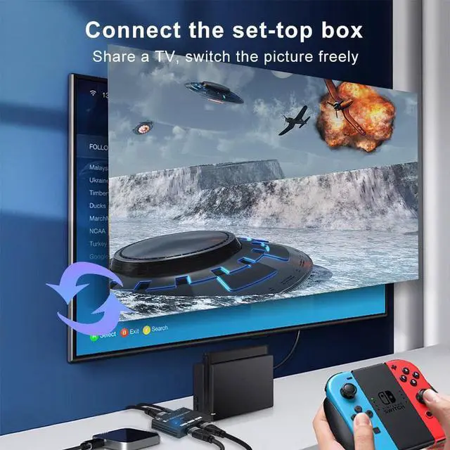Alt view image 6 of 7 - HDMI 2.1 Switch 8K,  HDMI Switcher 2In 1Out/1In 2Out, 2 Port 4K 120Hz HDMI Selector Hub Support 8K@60Hz 48Gbps for Xbox Series X PS4 Pro PS5 Roku UHD TV Monitor Projector