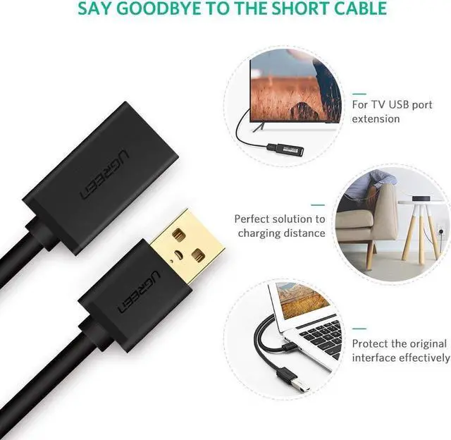 Alt view image 5 of 7 - Extension Cable Cord Super Speed USB 3.0 Male to Female Data Sync for Playstation, Xbox, USB Flash Drive, Card Reader, Hard Drive, Keyboard, Printer, Camera-(6.6ft, 2m)