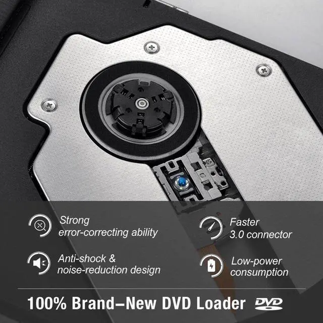 Alt view image 5 of 7 - Aluminum External CD DVD Drive, USB 3.0/Type-C Slim Protable External CD-RW Drive DVD-RW Burner Writer Player for Laptop Notebook PC Desktop Computer, Black, (XD058) Silver