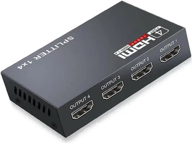 Main image of HDMI Splitter 1 in 4 Out -4K Hdmi Splitter 1x4 Ports v1.4 Powered 4K/2K Full Ultra HD 1080p US Adapter 3D Support