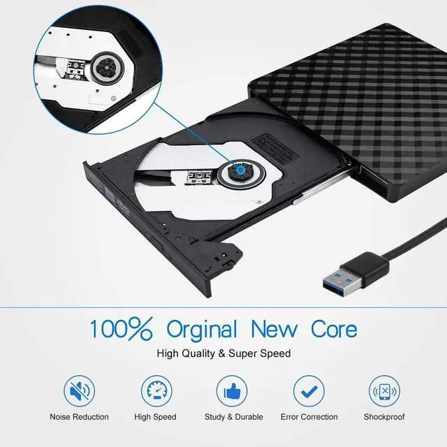 Alt view image 3 of 7 - External CD Drive, Portable USB 3.0 DVD Drive High Speed Data Transfer DVD CD +/- RW Writer Burner Rewriter DVD/CD-ROM Drives for Laptop Desktops Windows Mac OSX  -White