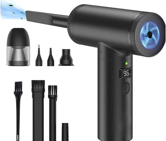 Main image of Compressed Air Duster, Electric Air Duster & Vacuum Cleaner 2 in 1 Rechargeable 7800mAh Cordless, Keyboard and Computer Cleaner, Replaces Compressed Air Cans (Black)