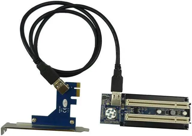 Alt view image 2 of 6 - PCIe x1 to 2 ports PCI slots Card Adapter for graphics card