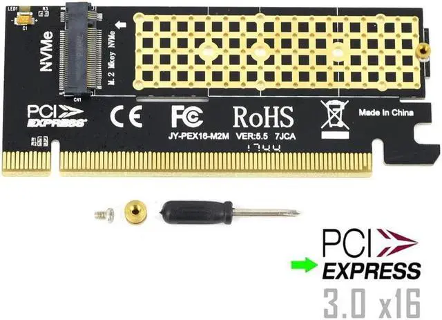 Alt view image 2 of 6 - M.2 NVMe SSD NGFF TO PCIE 3.0 X16 X4 Adapter M Key Interface Expansion Card Full Speed Support 2230 to 2280 SSD