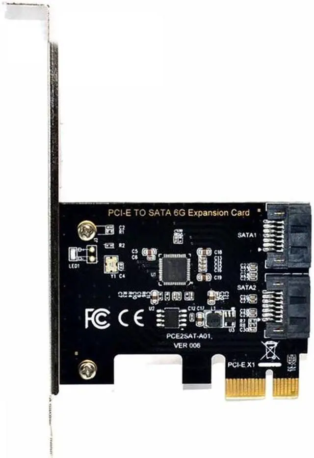 Alt view image 4 of 6 - PCI Express SATA 3 Controller Card, 2 Port PCIe SATA III 6GB/s Internal Adapter Converter for Desktop PC Support SSD and HDD