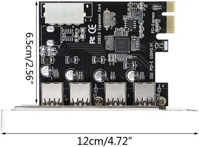 Alt view image 3 of 6 - Amify 4 Port USB 3.0 to PCI-E PCIe Expansion Card PCI Express 1x Adapter Card USB3.0 Hub Controller