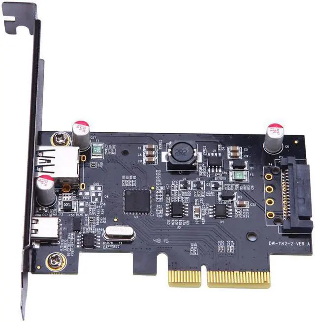 Alt view image 2 of 4 - 10Gb/s PCIe to USB 3.1 Type-C + Type-A expansion card network adapters card FOR desktop PC computer ASM1142 Chip Protection case
