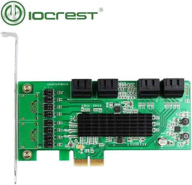 Alt view image 3 of 6 - IOCREST SATA III 8 Port Controller Card PCIe 2.0 x2 with Low Profile Bracket