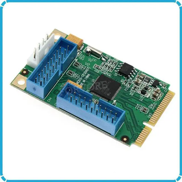 Alt view image 4 of 6 - Mini PCIe to 4 ports USB 3.0 adapter for mini itx mini PCI express to 2 porst 19 20 Pin USB 3.0 header with 2 19pin female cable