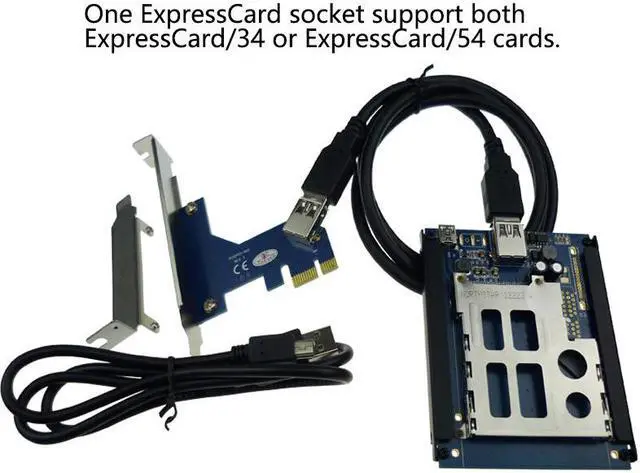 Alt view image 3 of 5 - Factory price PCIe x1 USB 2.0 To ExpressCard 54 / 34 mm slot Adapter PCI express Card to Express Card Converter Reader