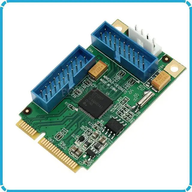 Alt view image 2 of 6 - Mini PCIe to 4 ports USB 3.0 adapter for mini itx mini PCI express to 2 porst 19 20 Pin USB 3.0 header with 2 19pin female cable