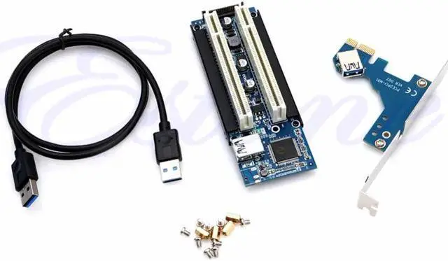 Main image of 1 Set PCI-E Express X1 to Dual PCI Riser Extend Adapter Card With 2.6 FT USB3.0 Cable