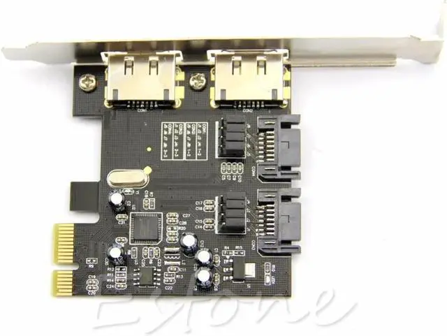 Alt view image 4 of 6 - Esata PCI-E PCI Express 6Gbps to 2 Ports SATA 3.0 SATA III ASM106 Card Adapter
