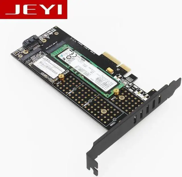 Alt view image 5 of 6 - JEYI SK6 Pro M.2 NVMe SSD NGFF TO PCIE X4 adapter M Key B Key dual interface card Suppor PCI Express 3.0 2230-22110 All Size m.2