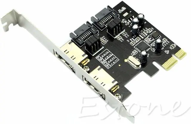 Alt view image 2 of 6 - Esata PCI-E PCI Express 6Gbps to 2 Ports SATA 3.0 SATA III ASM106 Card Adapter