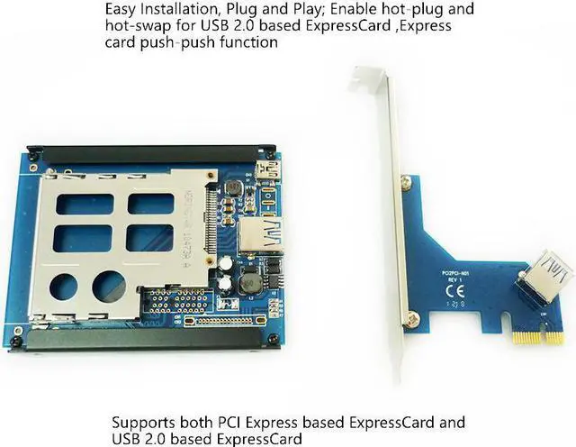 Alt view image 5 of 5 - Factory price PCIe x1 USB 2.0 To ExpressCard 54 / 34 mm slot Adapter PCI express Card to Express Card Converter Reader